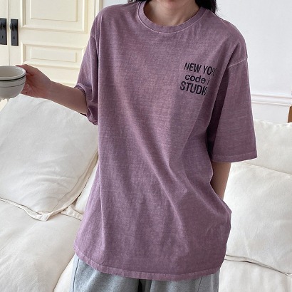 타이포 뉴욕 오버핏 티셔츠 피그먼트워싱